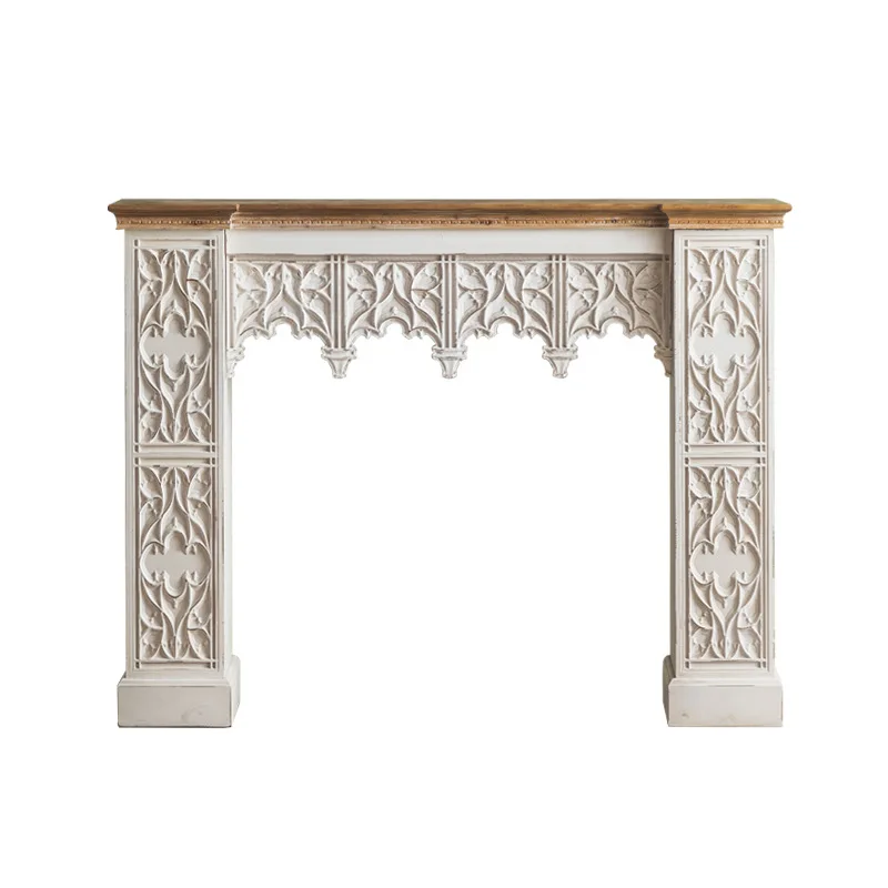 

Retro and old, white carved mantel, American homestay decoration porch table