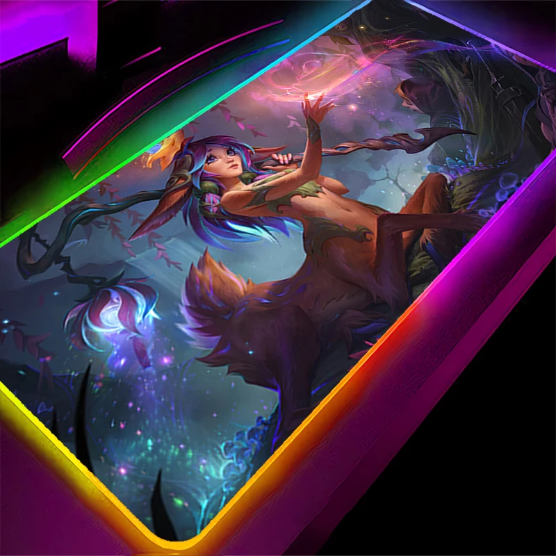 RGB LED Mouse Pad Laptop Rubber Extended Pad Desk Mouse Mat Game Mousepad PC Accessories L-league of Legends Lillia Keyboard Pad
