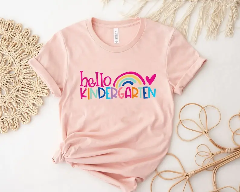 Hello Kindergarten Shirt Student First Day of School To School Students Short Sleeve Top Tees 100% Cotton Streetwear goth y2k