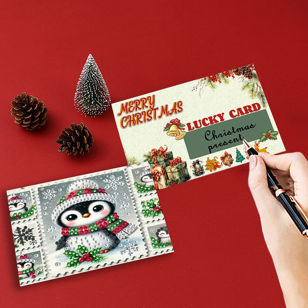 10pcs DIY Diamond Painting Crystal Scratch Card Party Gift Card (Christmas)
