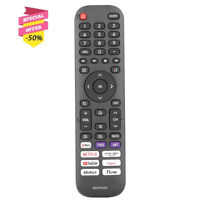 

EN2R30N Remote Control For Hisense TV 43V6G 55H6G 43H77G 55H77G 43A60G 50A60G 50A60H With NETFLIX PrimeVideo YouTube Buttons