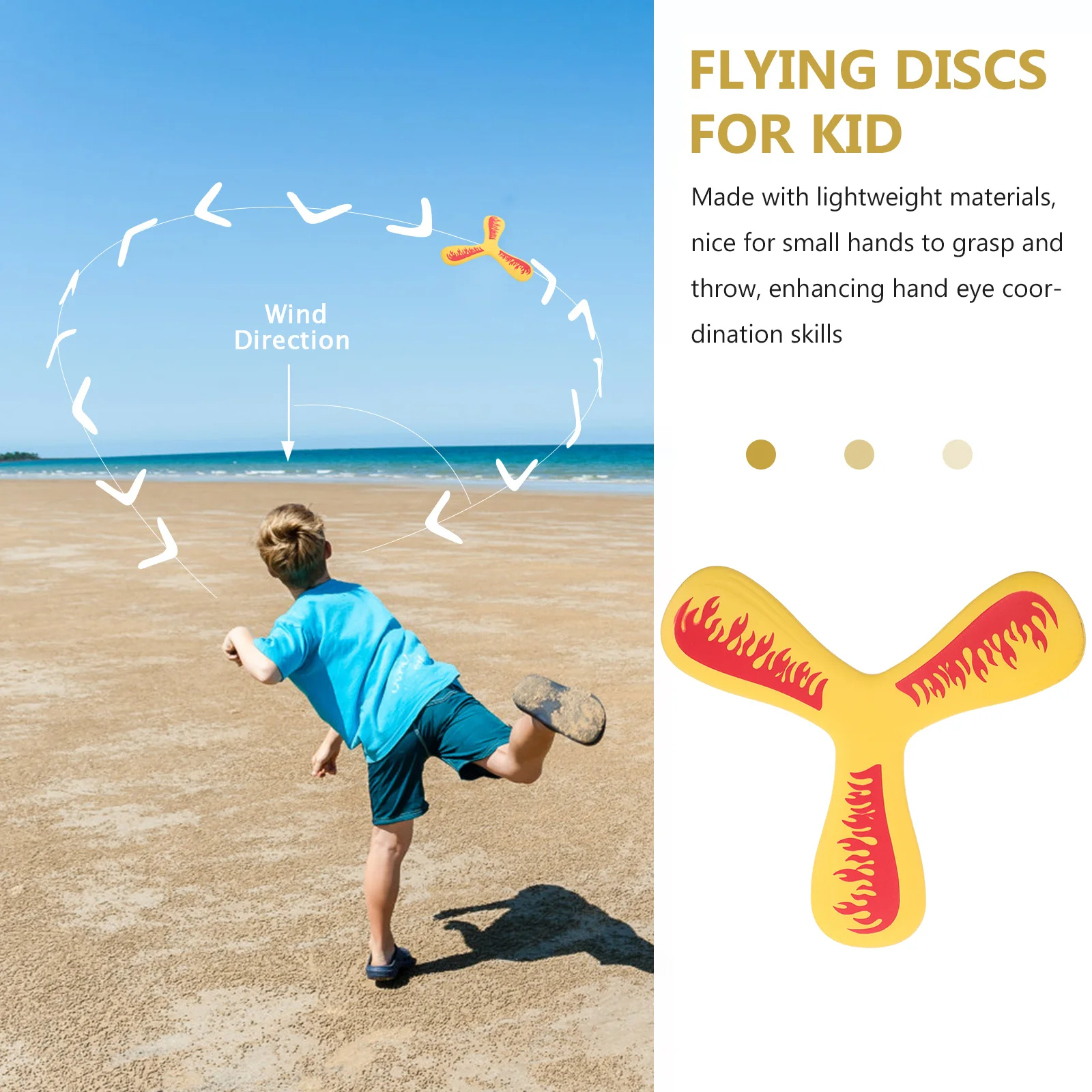 Boomerang d'extérieur pour enfants, disque volant à retour automatique, pour jeux, amusant en famille, améliore la Coordination