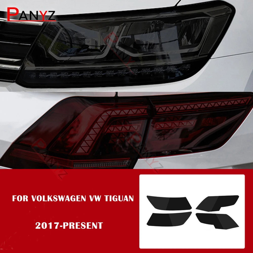 For Volkswagen VW Tiguan 5N MK2 2017-Present Car Headlight Tint Smoked Black Protective Film TPU Stickers