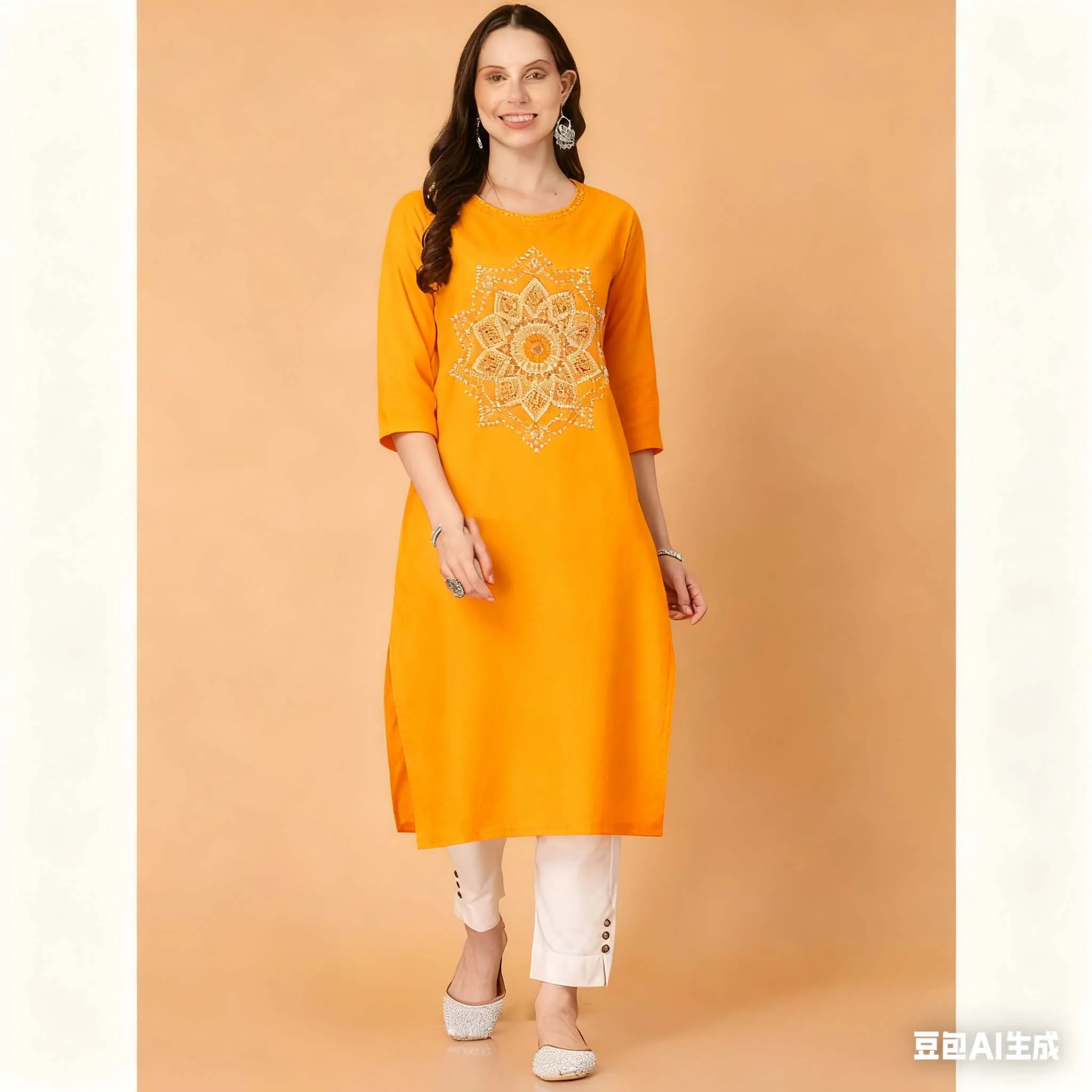 ชุดเดรสสไตล์ชาติพันธุ์แบบคุर्ตะสำหรับผู้หญิง ดีไซน์สบายๆ ชายเสื้อผ่าตรง ลายพิมพ์นกยูง แฟชั่นใหม่ สไตล์ลำลองแบบชาติพันธุ์ ชุดเดรสผู้หญิงแบบตุรกี