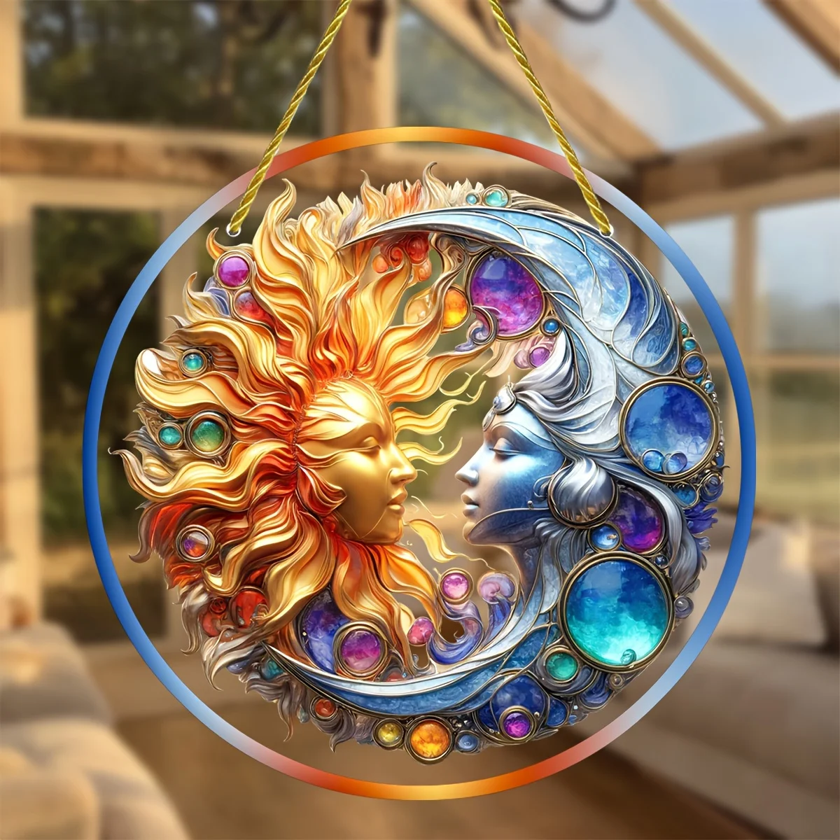 Sun And Moon Acrylic Light Catcher-A Unique Gift For Friends,Suitable For Any Season,All Season Home,Porch,Wreath Decor