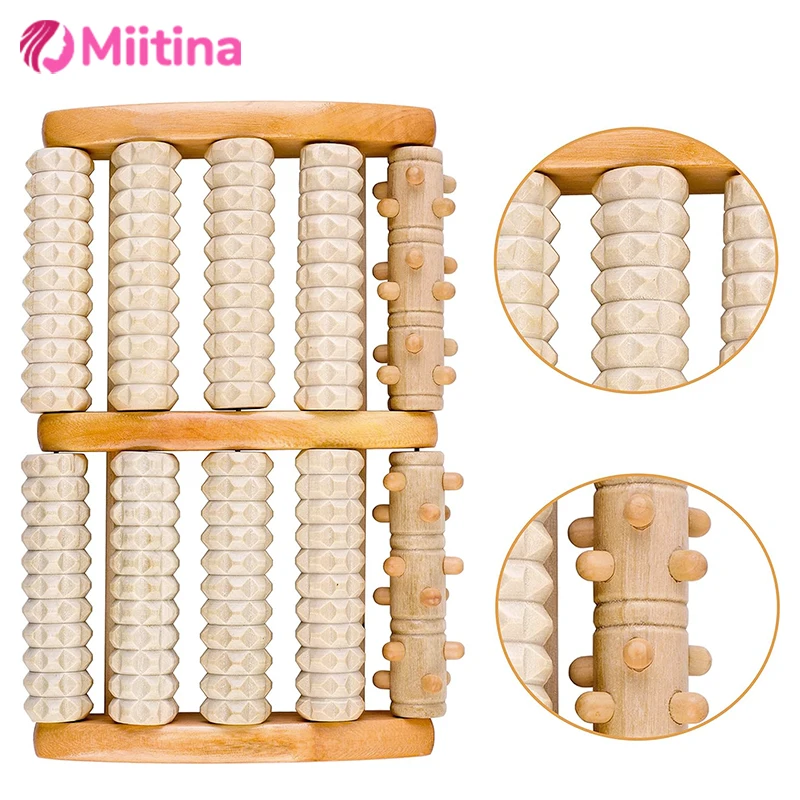 

Wooden ten row large roller foot massager for hand massage household foot massager Relieves Fatigue Pain and Fasciitis Plantar