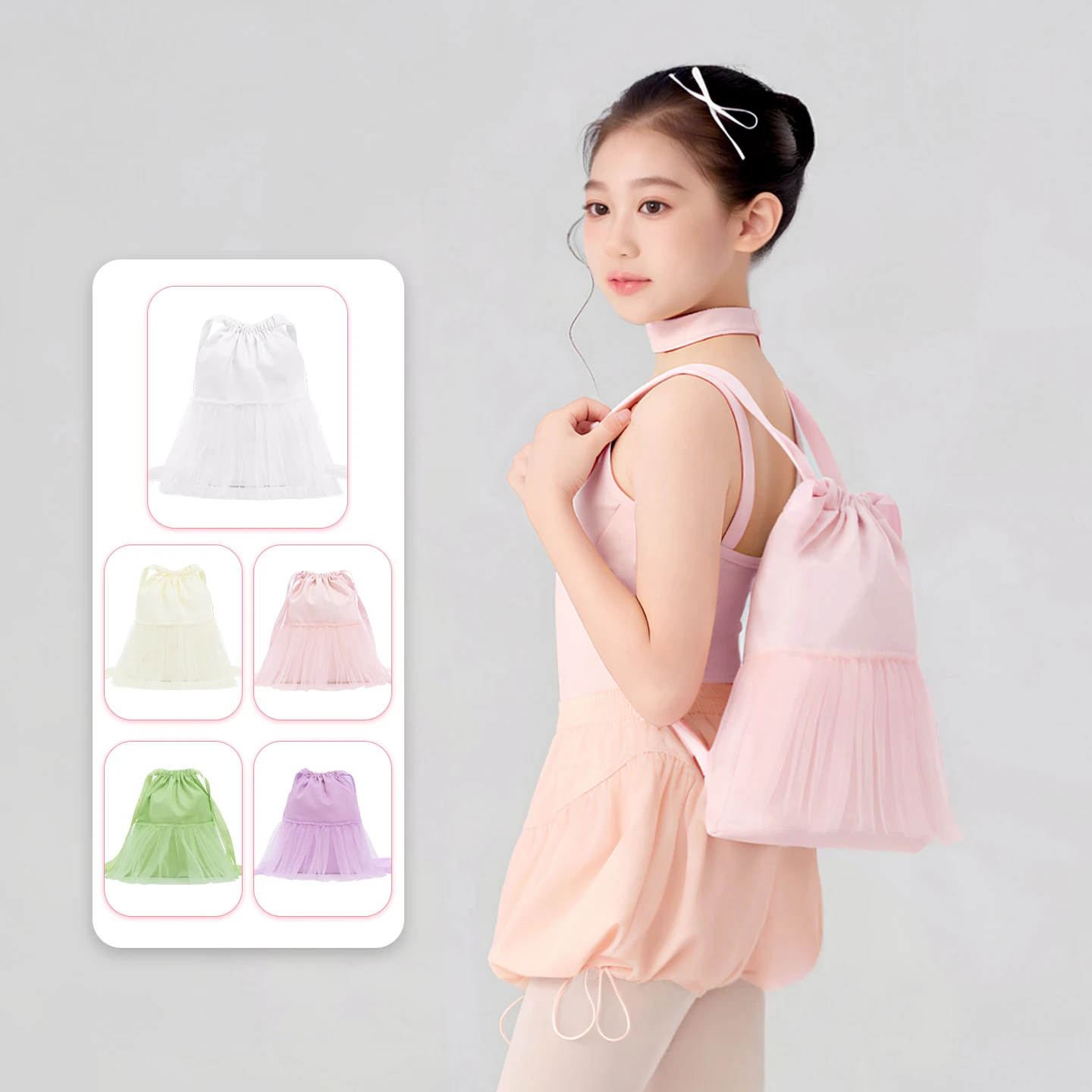 

Girls Kids Dance Bag Drawstring Ballet Bags Pink Tulle Dancing Backpack Child Ballerina Dance Bags Draw String Backpacks