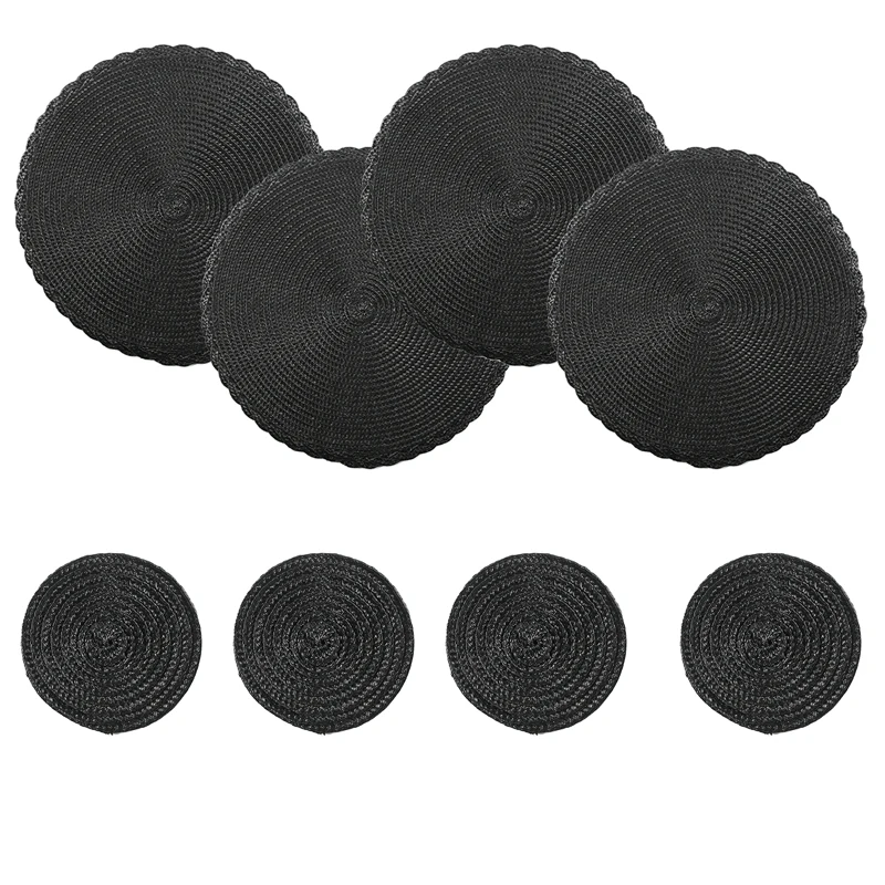8er-Set runde geflochtene Tischsets, Halloween-Tischsets, rutschfest, hitzebeständig, für Küchen-Esstische, Unterlage mit Tassenuntersetzern
