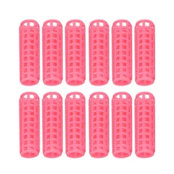 Top Sale 12 Pcs Pink Plastic DIY Hair Styling Curlers Clips Lady Hair Care Tools Portable curling iron