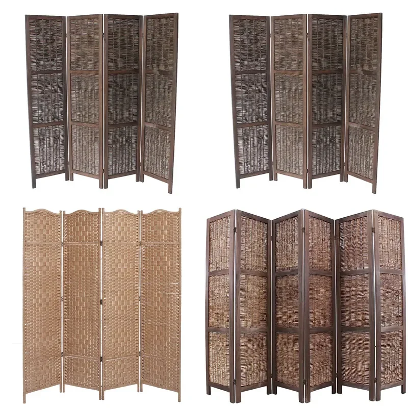 100 Percent Hand Woven Plant Fiber Room Partition Folding Screen