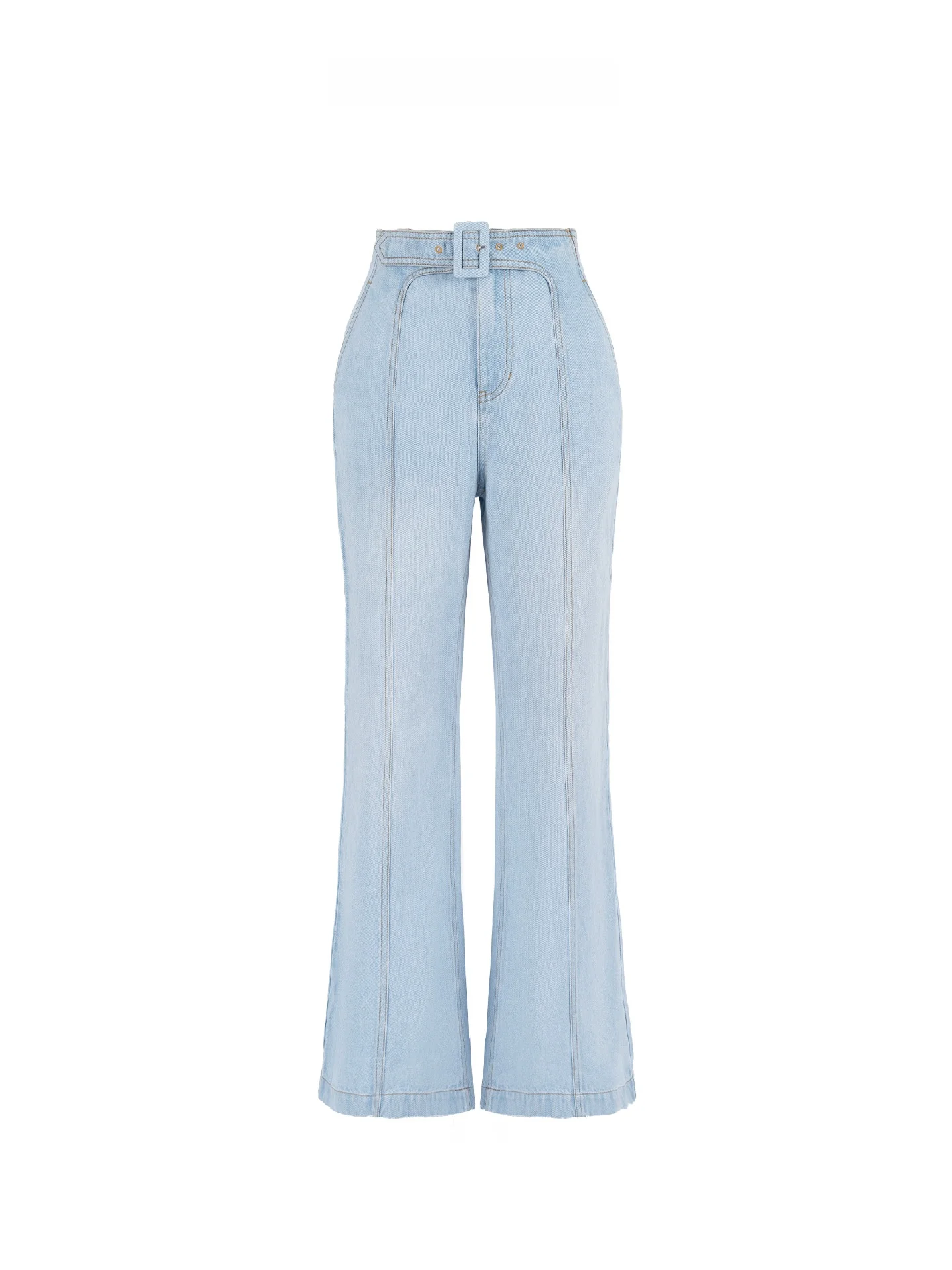 

Retro Style Light Blue Bell Bottom Jeans Slimming High Waist Ladies High Waist Bell Bottom Jeans Spring Season Fashion