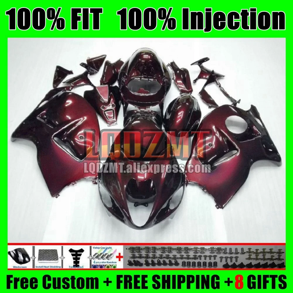 Body For SUZUKI Hayabusa GSXR-1300 GSXR1300 96 97 98 99 01 26No.9 GSXR 1300 2002 2003 2004 2005 2006 2007 Fairing Wine red