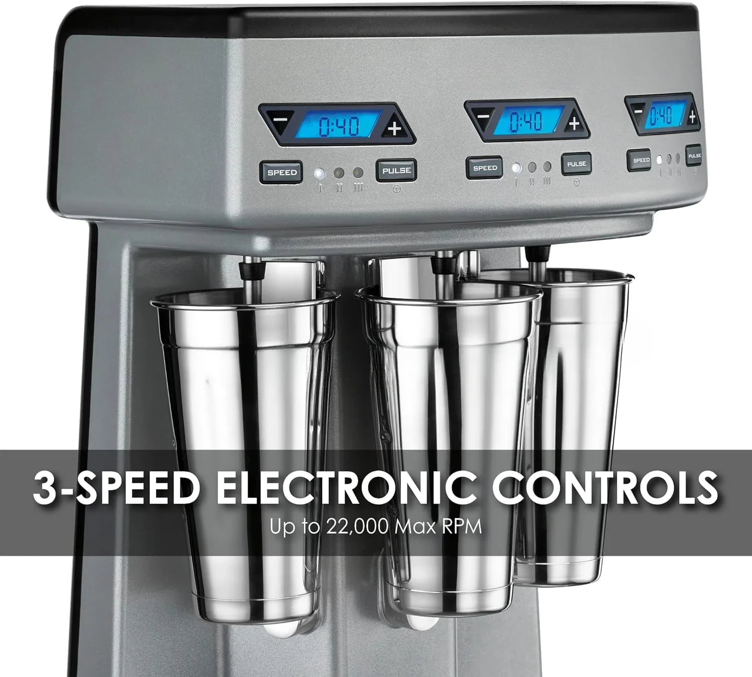 home.Commercial WDM360TX Heavy-Duty Triple Spindle Drink Mixer, Each Spindle Has Independent 1hp Motor, with Countdown Timer