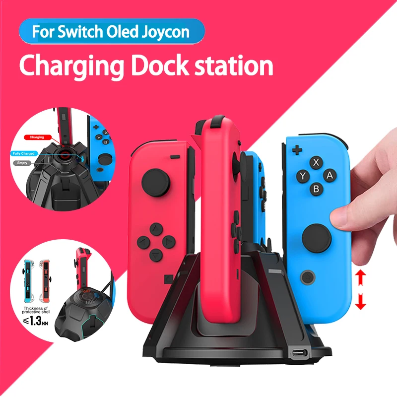 

4 in1 Controller Charger Stand For Nintendo Switch OLED Joy-Con Fast Charging Dock Station For Nintendo Switch Accessories