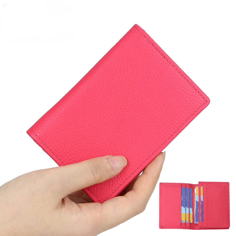 URBAN MASTER Lychee Pattern Women's Card Holder, Genuine Leather Solid Color Wallet, Perfect Coin Purse For Daily Use 1652