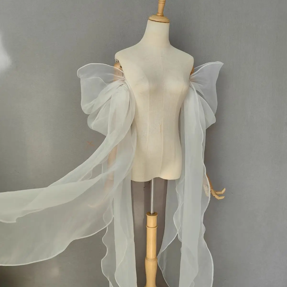 Bridal Sleeve Organza Detachable Fluffy Long Tail Women's Wedding Dress Accessories view 4