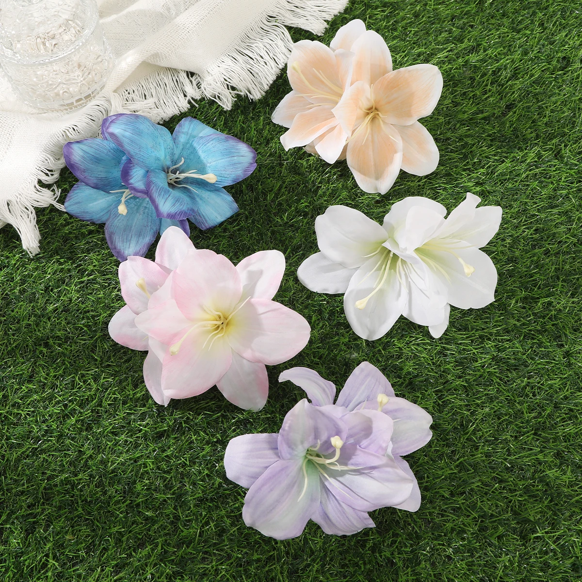 AWAYTR Artificial Lily Flower Hairpins Floral Headwear Romantic Hair Accessories Girl Side Bangs Clip Sweet Hair Clips Headdr