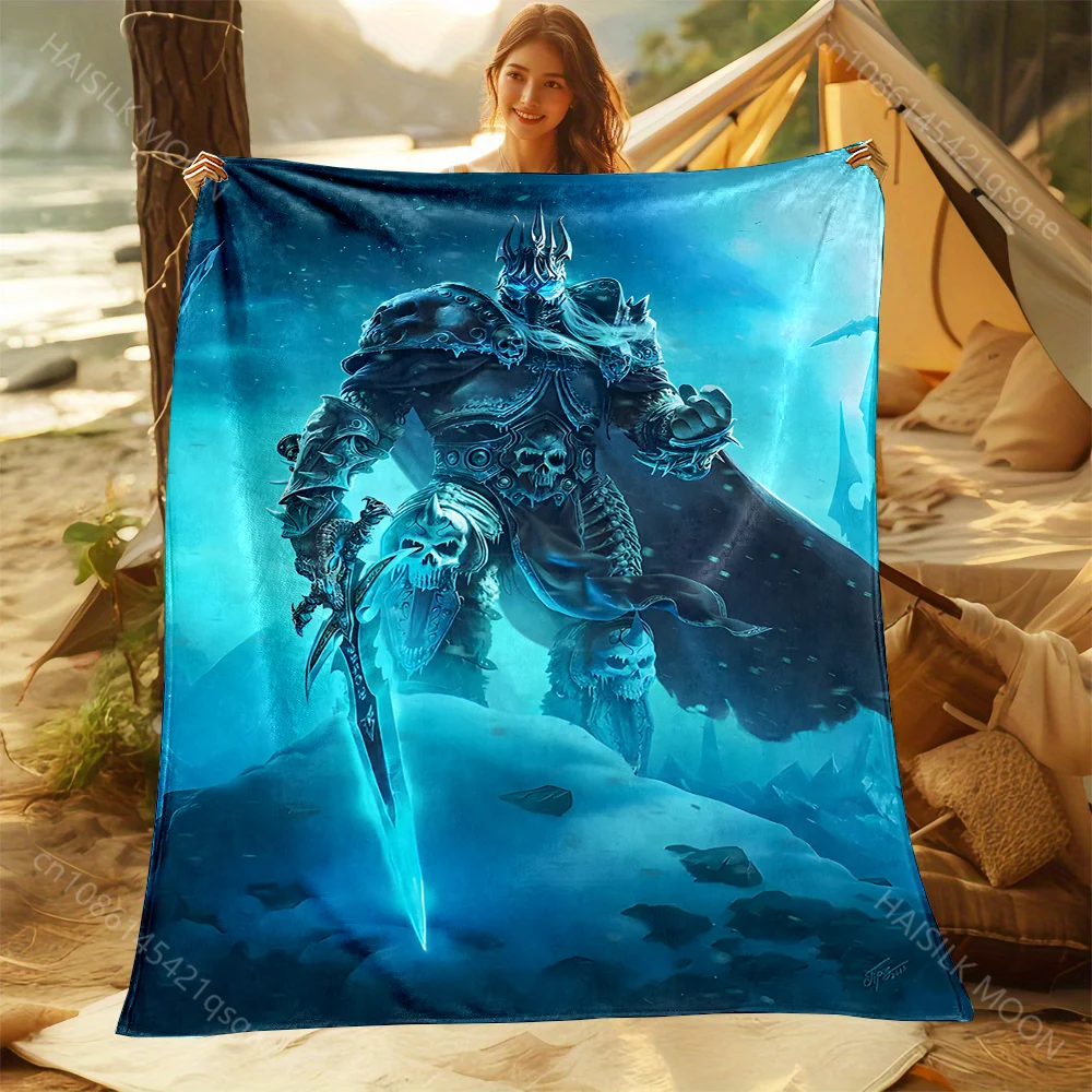 1PC Frost warrior wielding sword Print Adult Children Warm Blankets Home Travel Car Soft Comfortable Suitable for all seasons