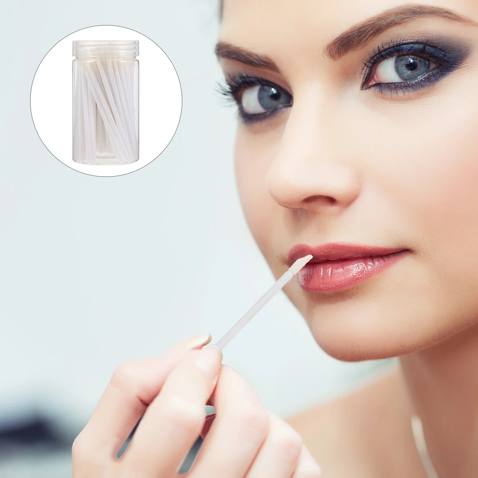 100 Uds cubo cepillo de labios aplicadores de sombra de ojos herramienta de maquillaje lápiz labial accesorios de plástico herramientas de belleza brillante