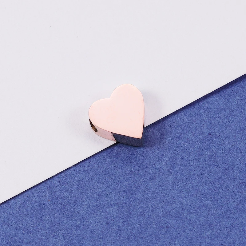 Fnixtar Spiegel Poliert Edelstahl 1,8mm Kleine Loch Liebe Herz Charme Perlen Für Frauen DIY Schmuck Geschenk 3*8mm 20 teile/los – Detail 4
