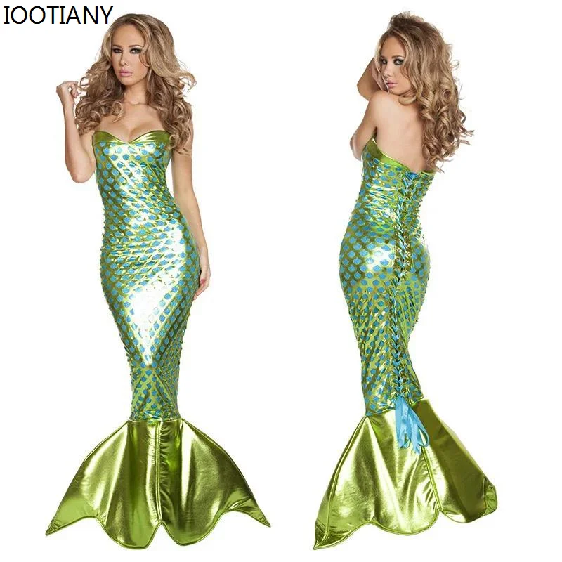 Aldult Mermaid Princess Cosplay Dresses Girls Sexy Breast Wrap Halloween Novelty Costumes Carnival Party Stage Show Women Outfit