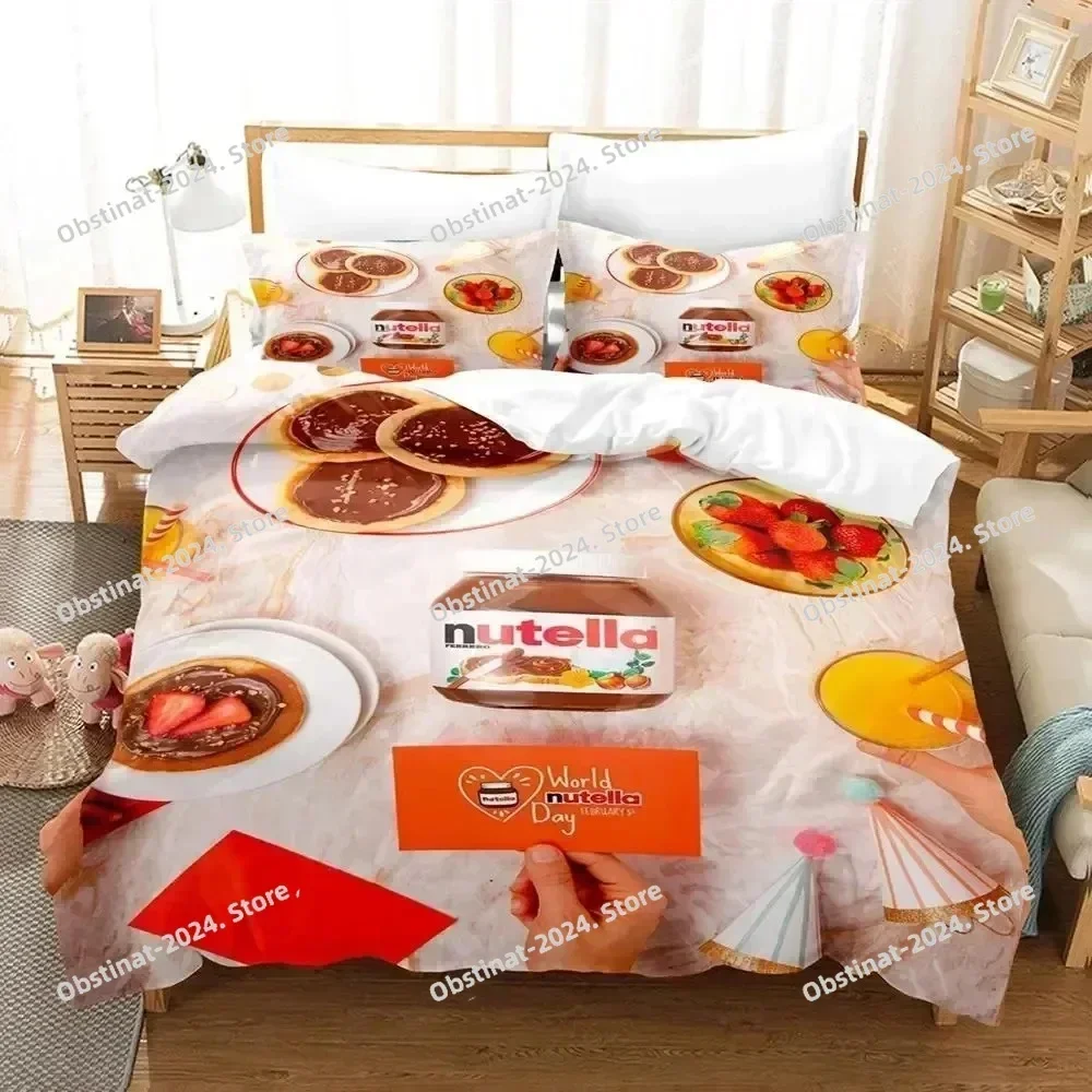2025 Top Cartoon Nutellas Bedding Set Printed Duvet Cover Sheet Pillowcase Bed Soft Quilt Cover Full Queen King Size Kids Adult