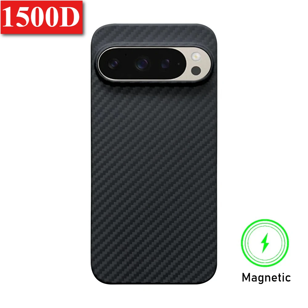 

Minimalist Busines 1500D Genuine Carbon Fiber Phone Case for Google Pixel 10 9 Pro XL Ultra Thin Magnetic Charging Protect Cover