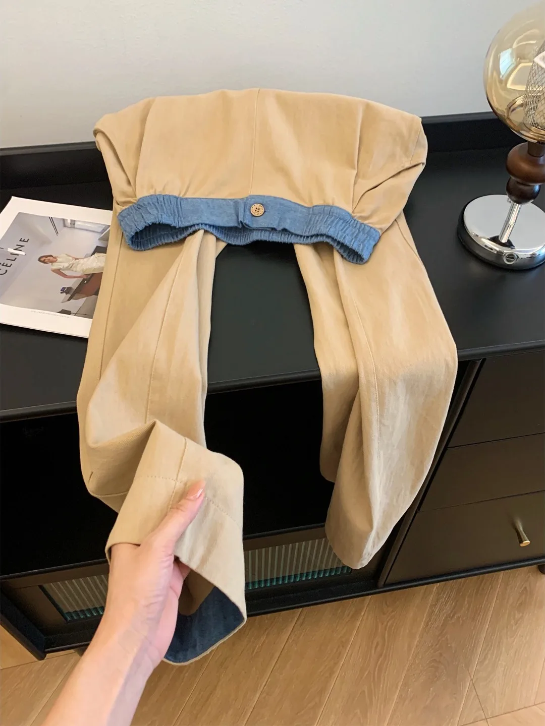 Authentic Loose Wide Leg Casual Pants Korean Style Autumn 2026 New Bend Knife Pants Natural Waist Retro Cotton Polyester