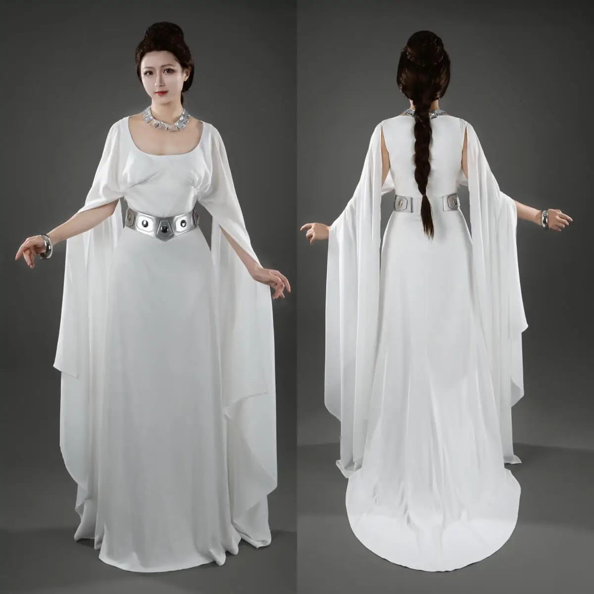 Princess Leia Cosplay Costume Star Women's Movie Wars A New Hope Halloween Fancy Dress White Robe Gown Belt Party Comic-con Gift - view 4