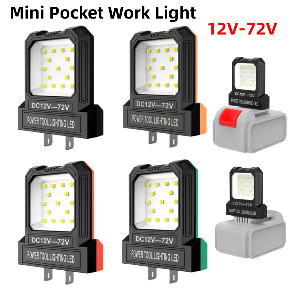 12V-72V LED Mini Pocket Work Light with 2 Modes Lighting No Battery Super Bright Spotlight Floodlight 550LM Power Tool Accessory