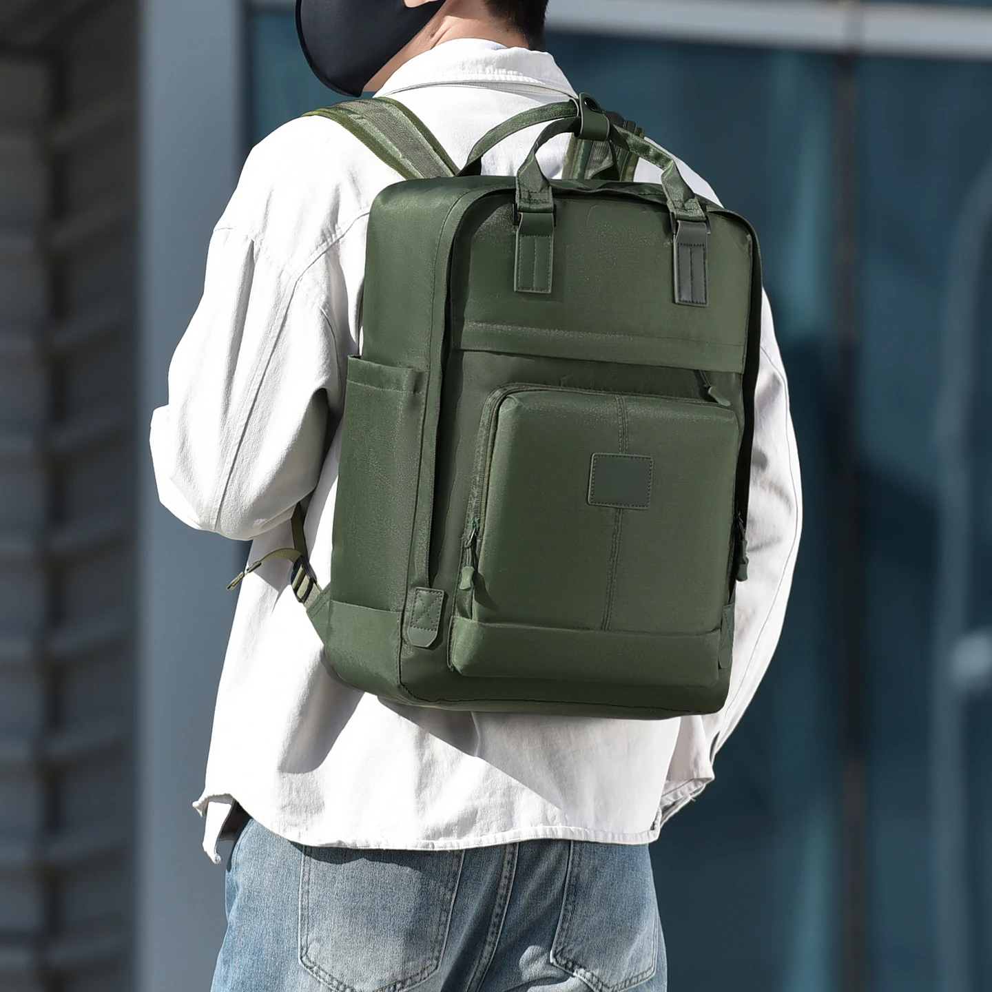 حقيبة ظهر للأعمال متعددة الوظائف من توبوشين، حقيبة ظهر أنيقة للكمبيوتر المحمول من النايلون مع جيوب متعددة، حقيبة عمل متينة للسفر