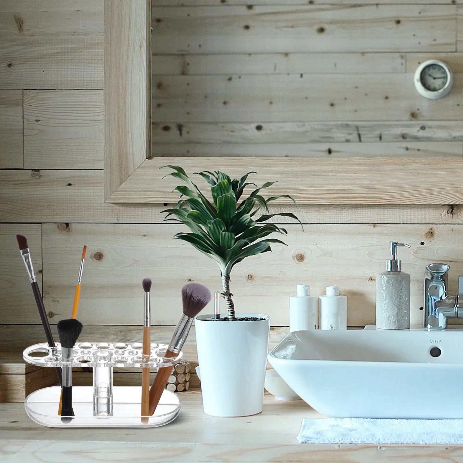 

Подставка для сушки кистей для макияжа, 1 шт., из высококачественного акрила, с отверстиями разного размера для легкой очистки и сушки воздухом.