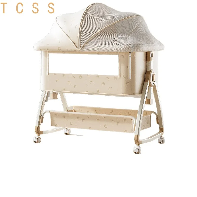 Portable Quick Fold Baby Crib Travel Bassinet Newborn Bedside Sleeper Adjustable Height Breathable Mesh Storage Bag for Infant