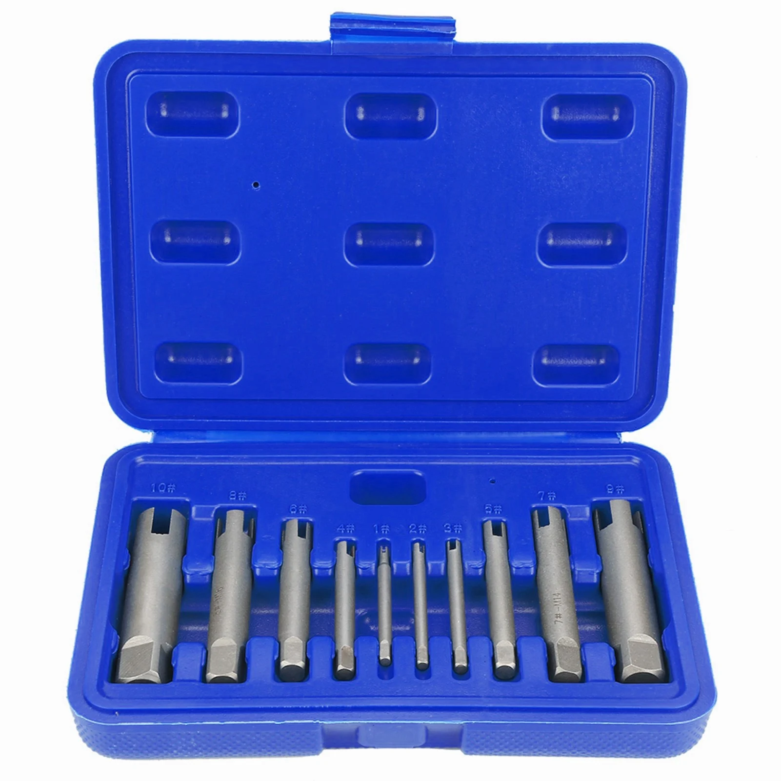 Aço quebrado cabeça Tap Extractor Set, quebrado torneiras removedor, parafuso descascado, ferramenta quebrada, quebrado Tap Extractor, # C, conjunto de 10