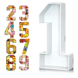 Food Fillable Number Shaped Sweets Flower Candy Cupcake Container Box for Wedding Anniversary Birthday Party Baby Shower Decore