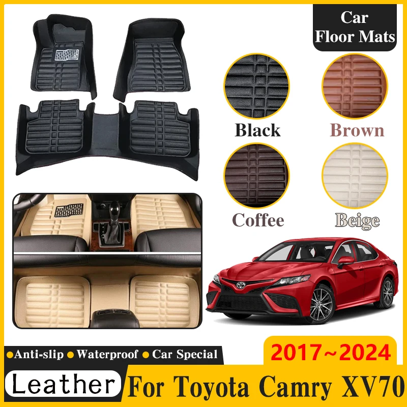 

Car Leather Floor Mats For Toyota Camry XV70 2017 2018 2019 2020~2024 LHD Mat Interior Spare Replacement Parts Auto Accessories