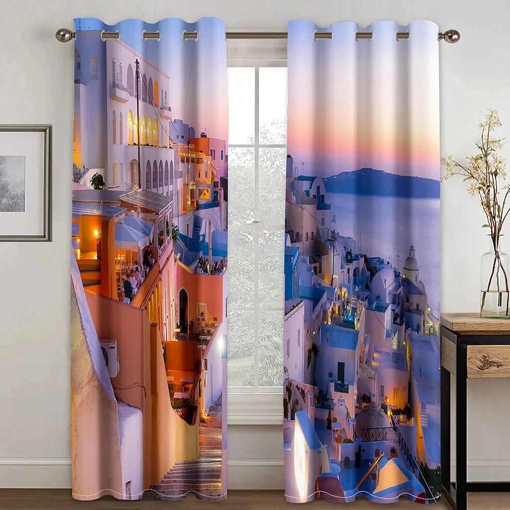 

Vacation Style Curtain Sea Island Beach Nature Landscape Curtains for Bedroom Living Room Hotel Home Decor Window 2 Panels