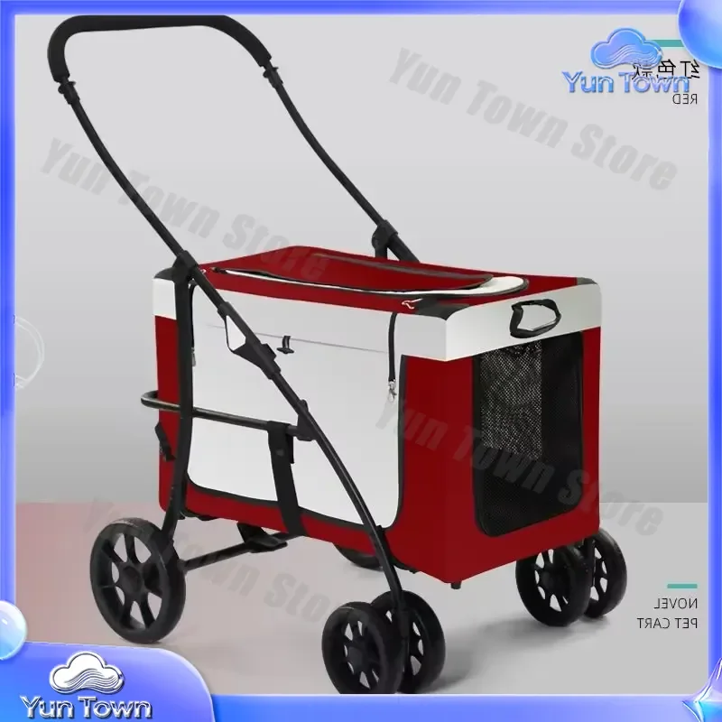 High-Quality Pet Stroller for Outdoor Walks for Large Dogs for Cats Foldable Portable Dog Cart for Fighting Dogs Pet Stroller