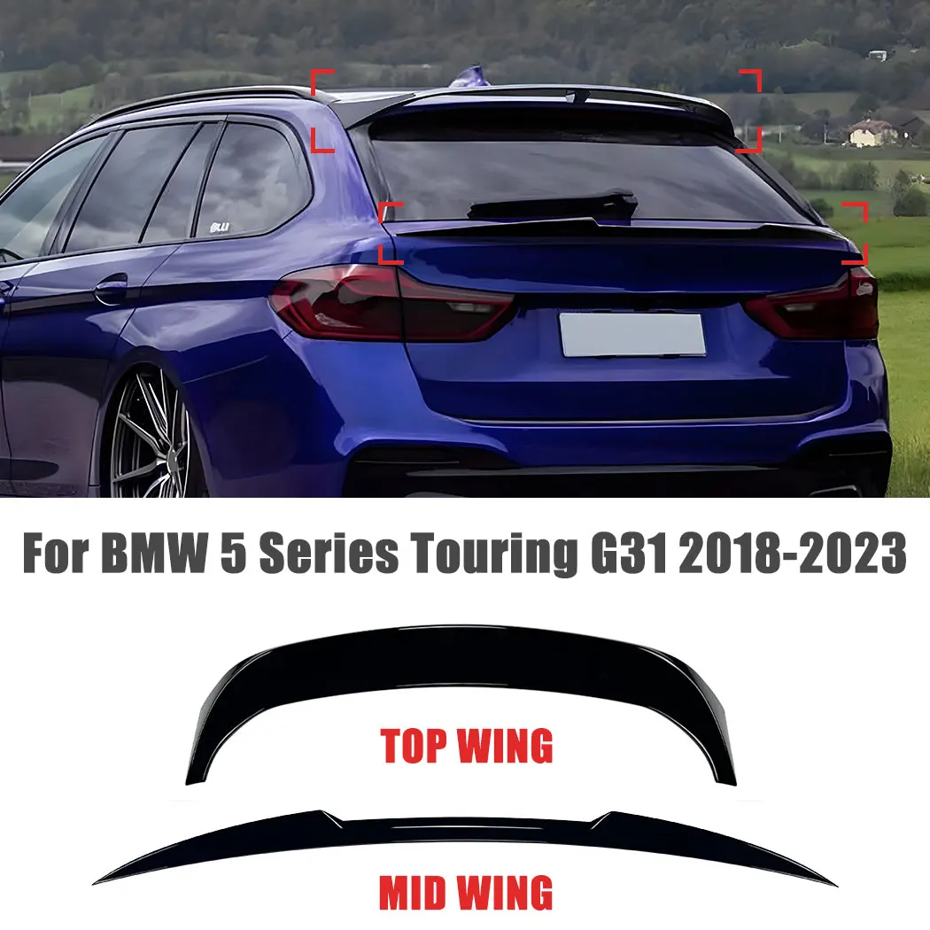 For BMW 5 Series Touring G31 2018-2023 Car Top Wing & Mid Wing Set Spoiler Auto Tail Splitter Exterior Guard Decoration Modified