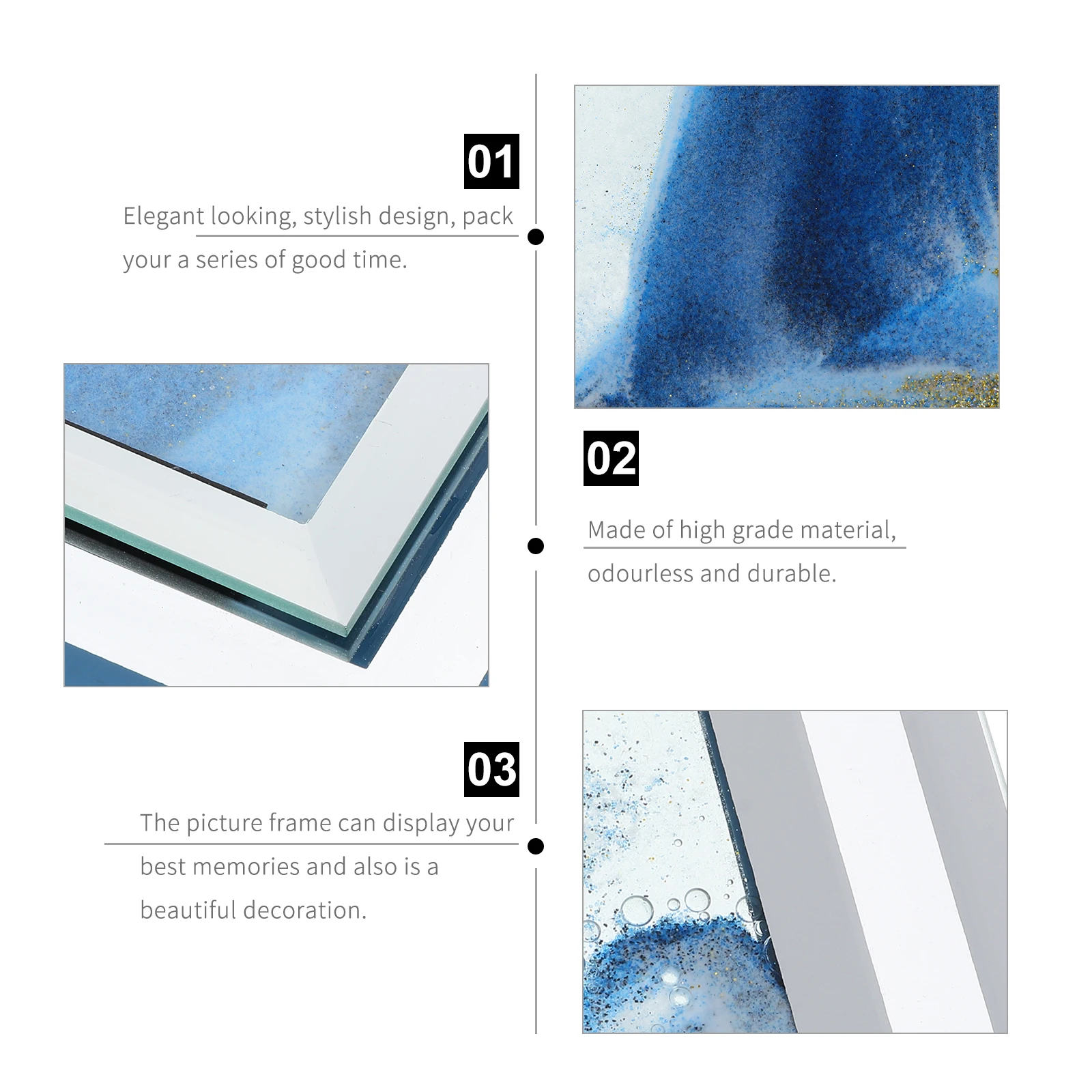 Marco de cristal decorativo con imagen de arena movediza 3D para fotos, certificados, decoración creativa para el hogar, oficina y dormitorio, alta calidad