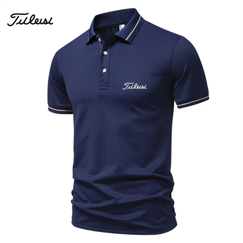 

2026 new men's casual and fashionable solid color short sleeved polo shirt, comfortable and versatile summer T-shirt