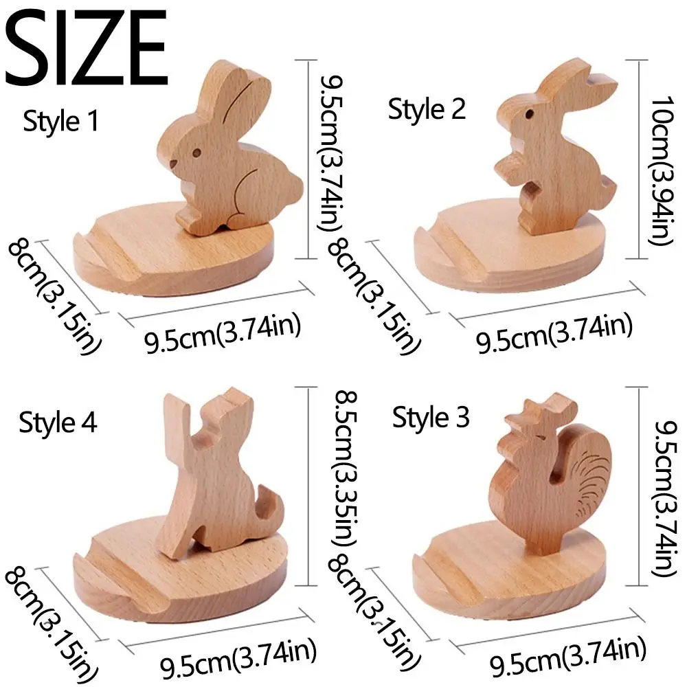 Creative Wooden Phone Holder Heavy Duty Rabbit Shaped Cute Bunny Phone Rack Practical Durable Mobile Phone Bracket