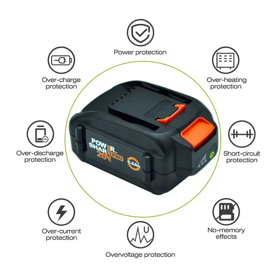 For WORX brand new genuine WA3578 - PowerShare 20V 6.0AH lithium-ion large-capacity battery