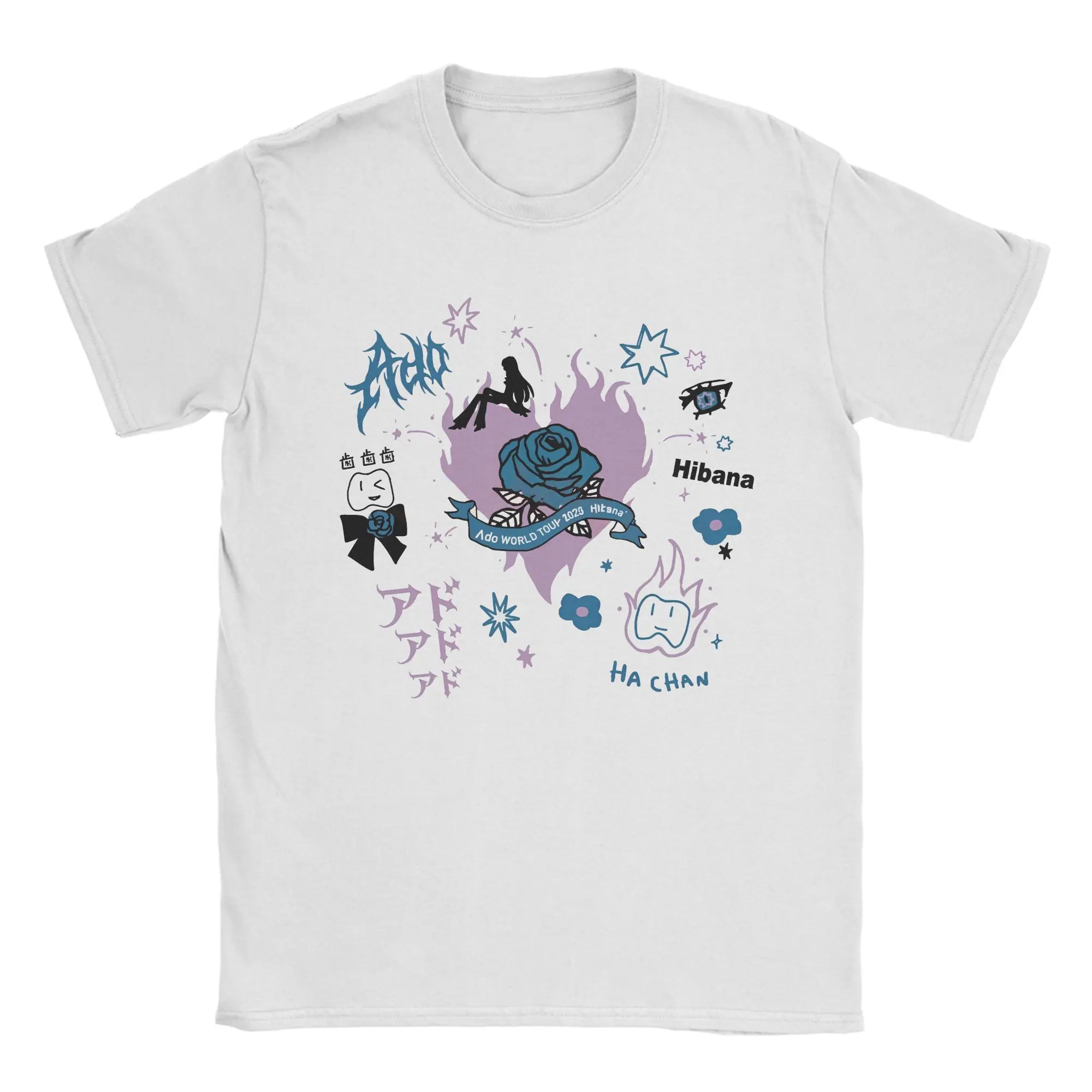Ado WORLD TOUR 2025 Hibana T-Shirt for Men Novelty 100% Cotton Tee