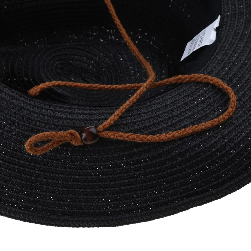 Metal Skull Decors Women Men Straw Weaving Hat for Spring Summer Elegant Lady Man Church Cosplay Hat Adjustable