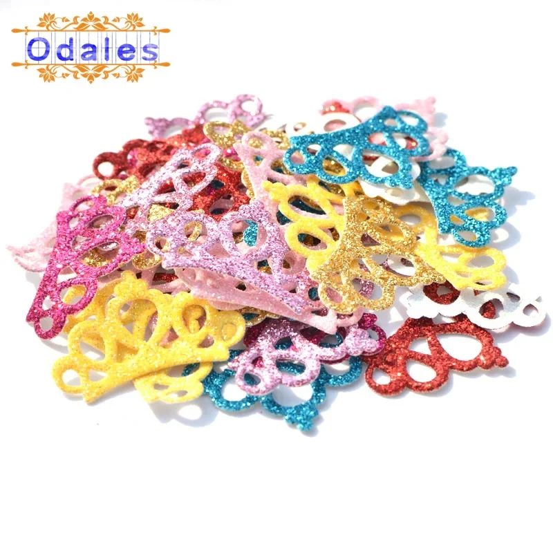 80Pcs/lots DIY Glitter Gold Crown Scrapbooking Crafts Crown Patches Bow Center Cake Decorating Supplies Headwear Appliques