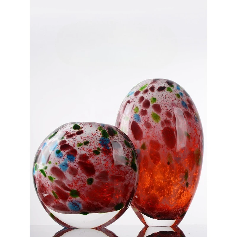 

Flat vase light luxury high-end glass vase flower arrangement device