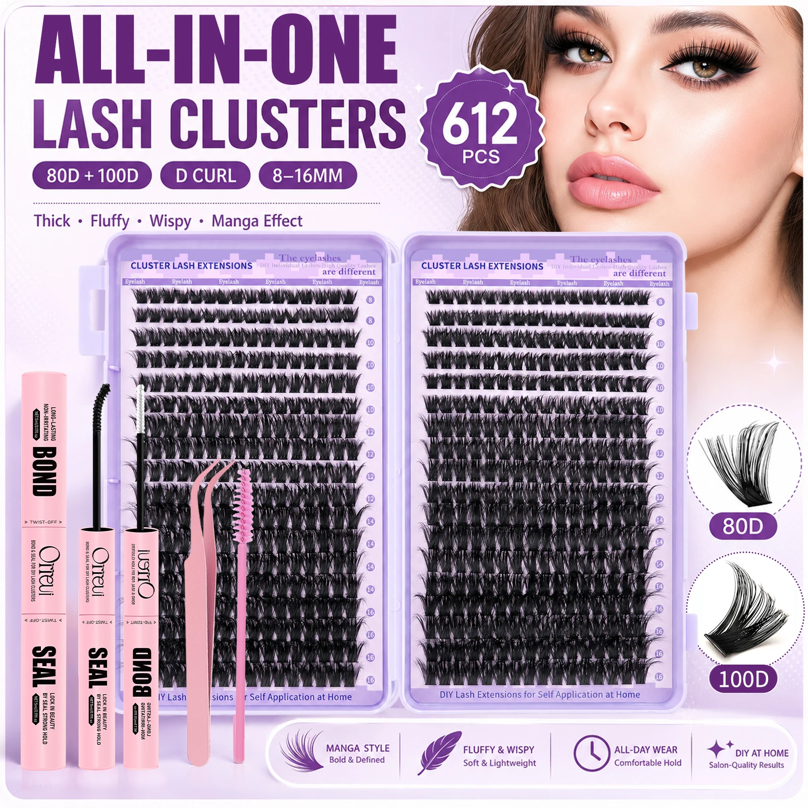 Eyelash Extension Volume - ชุดขนตาปลอม 612 ชิ้น 80D 100D แบบ
