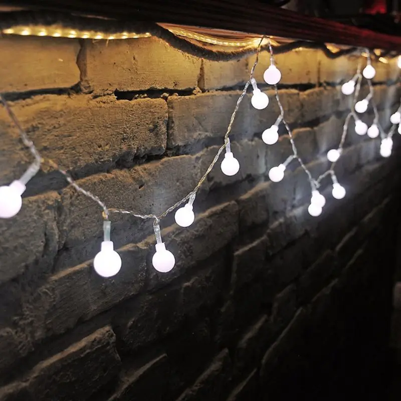 3M 6M Ball LED String Lights Outdoor Waterproof Ball Chain Lights USB/Battery Garland Lights Wedding Christmas Fairy Lights