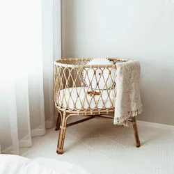 French rattan crib Nordic retro handmade natural imported real rattan rattan baby bed children's bed cot